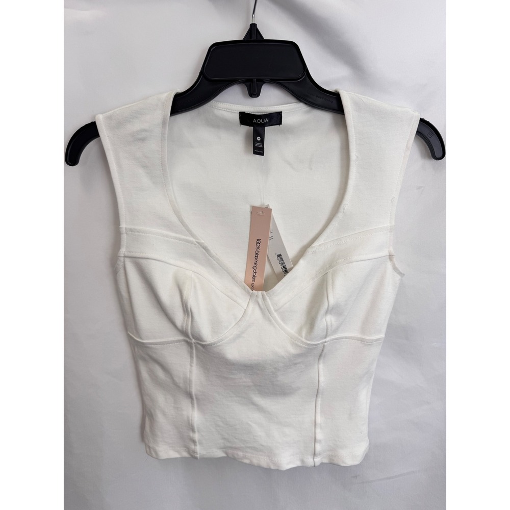 Aqua White Scoop Neck Tank Top - Picture 2 of 7